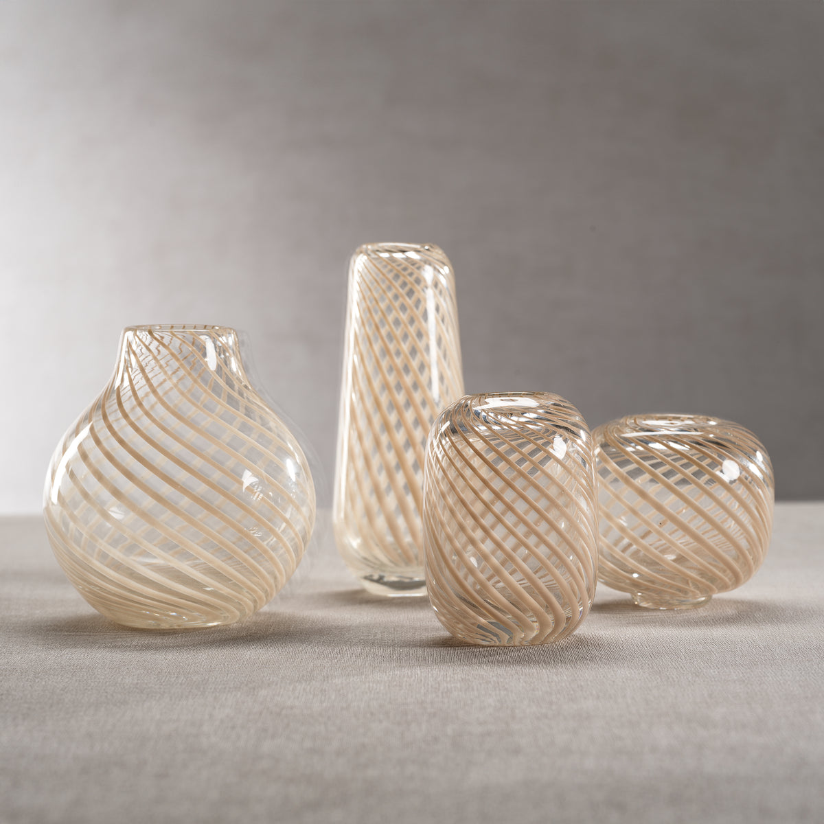 Zodax Chantilly Swirl Glass Bud Vase, Round, Beige