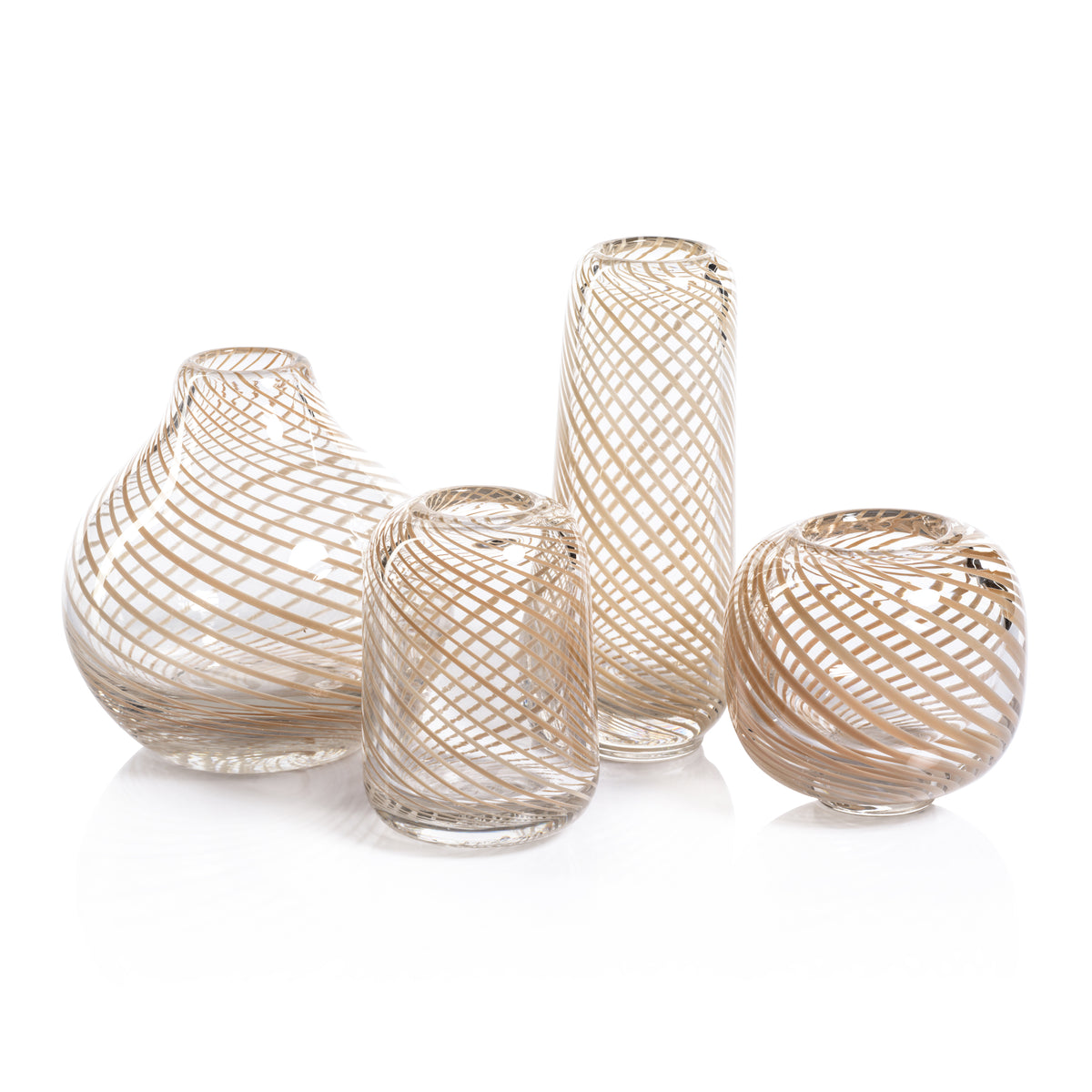 Zodax Chantilly Swirl Glass Bud Vase, Round, Beige