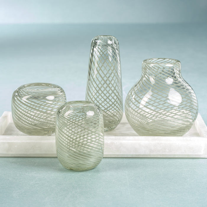 Zodax Chantilly Swirl Glass Bud Vase, Short Narrow, Green