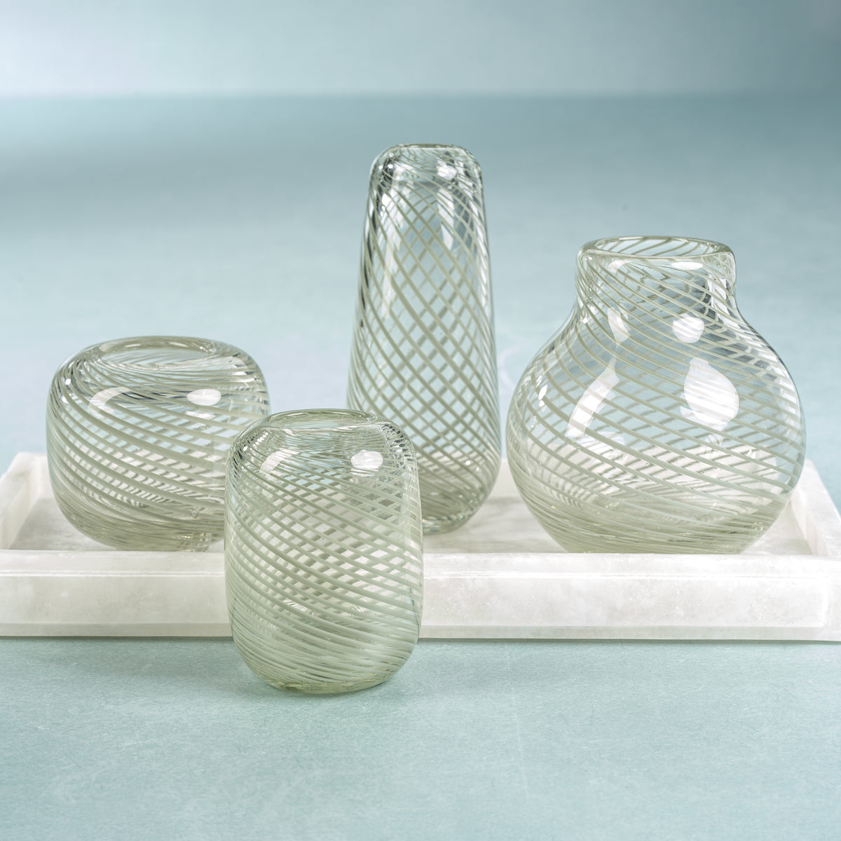 Zodax Chantilly Swirl Glass Bud Vase, Round, Green