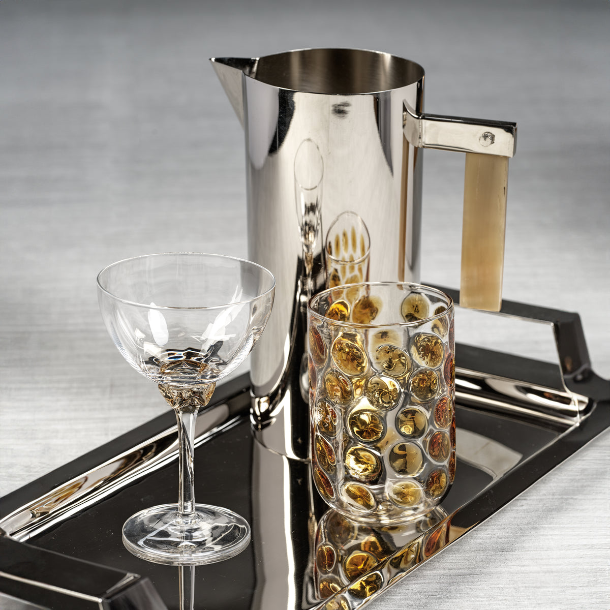 Zodax Cambrai Martini / Cocktail Optic Glasses, Light Amber, Set of 4