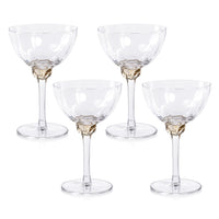 Zodax Cambrai Martini / Cocktail Optic Glasses, Light Amber, Set of 4