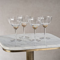 Zodax Cambrai Martini / Cocktail Optic Glasses, Light Amber, Set of 4