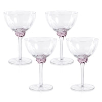 Zodax Cambrai Martini / Cocktail Optic Glasses, Blush, Set of 4