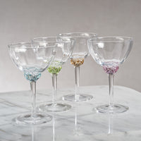 Zodax Cambrai Martini / Cocktail Optic Glasses, Azure Blue, Set of 4