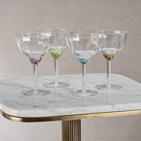 Zodax Cambrai Martini / Cocktail Optic Glasses, Azure Blue, Set of 4