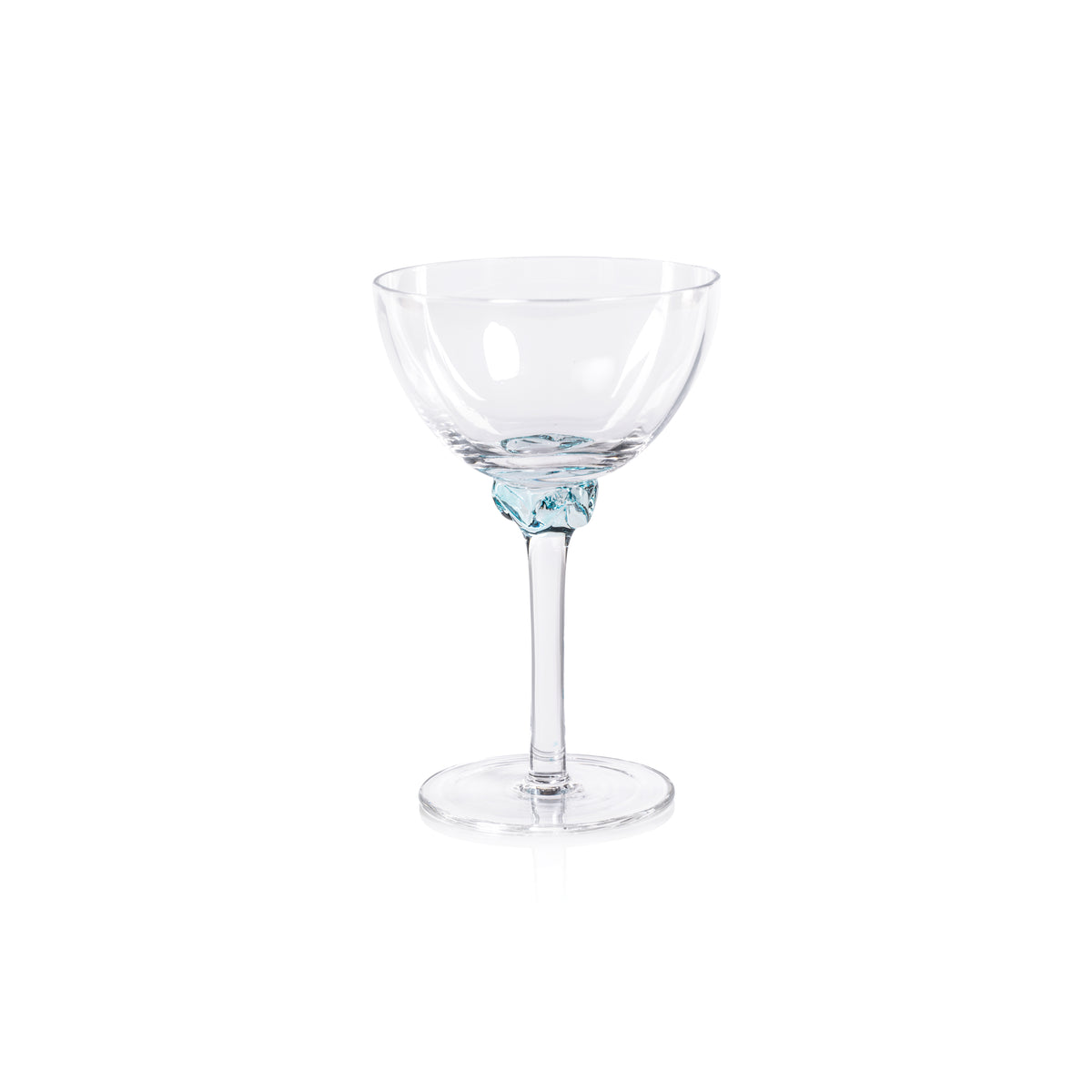Zodax Cambrai Martini / Cocktail Optic Glasses, Azure Blue, Set of 4