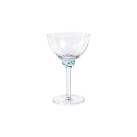 Zodax Cambrai Martini / Cocktail Optic Glasses, Azure Blue, Set of 4