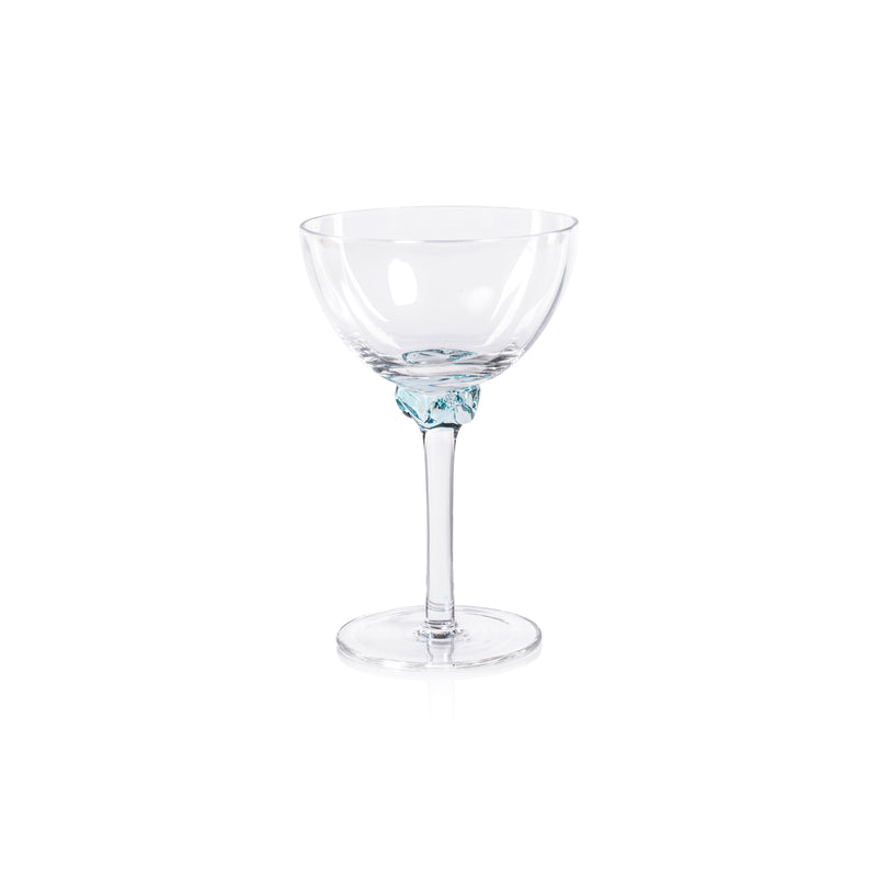 Zodax Cambrai Martini / Cocktail Optic Glasses, Azure Blue, Set of 4