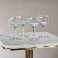Zodax Cambrai Martini / Cocktail Optic Glasses, Azure Blue, Set of 4