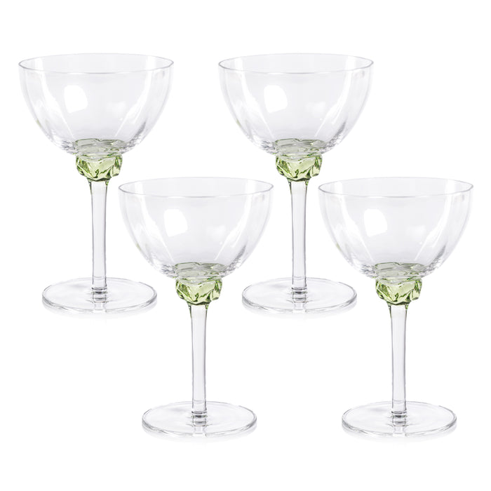 Zodax Cambrai Martini / Cocktail Optic Glasses, Lime, Set of 4