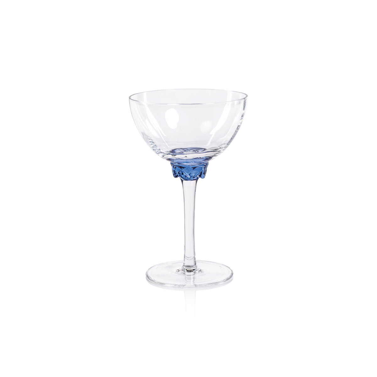 Zodax Cambrai Martini / Cocktail Optic Glasses, Sapphire Blue, Set of 4