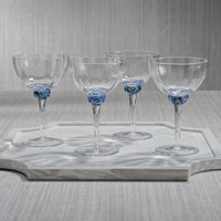 Zodax Cambrai Martini / Cocktail Optic Glasses, Sapphire Blue, Set of 4