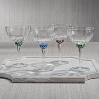 Zodax Cambrai Martini / Cocktail Optic Glasses, Sea Green, Set of 4
