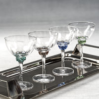 Zodax Cambrai Martini / Cocktail Optic Glasses, Sea Green, Set of 4