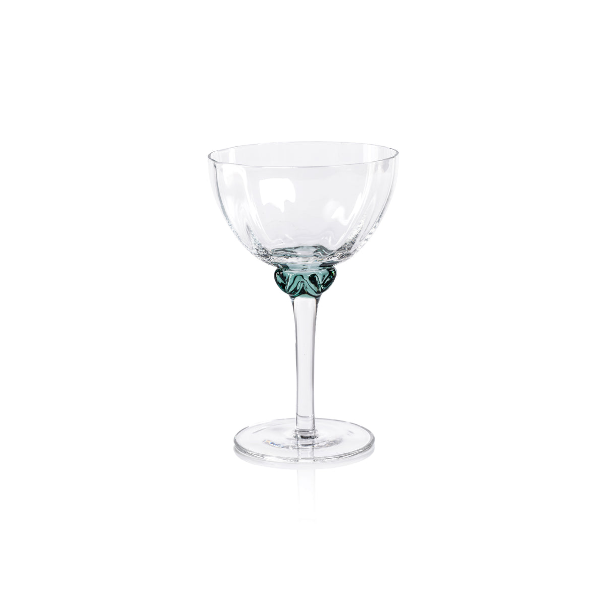 Zodax Cambrai Martini / Cocktail Optic Glasses, Sea Green, Set of 4