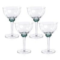 Zodax Cambrai Martini / Cocktail Optic Glasses, Sea Green, Set of 4