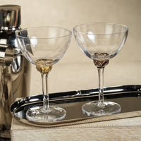 Zodax Cambrai Martini / Cocktail Optic Glasses, Smoky Gray, Set of 4