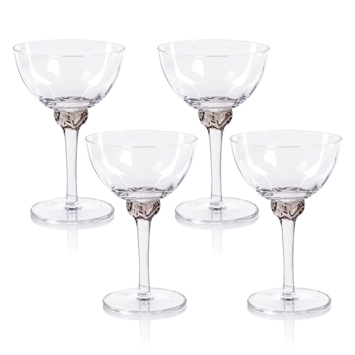 Zodax Cambrai Martini / Cocktail Optic Glasses, Smoky Gray, Set of 4