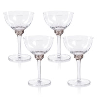 Zodax Cambrai Martini / Cocktail Optic Glasses, Smoky Gray, Set of 4
