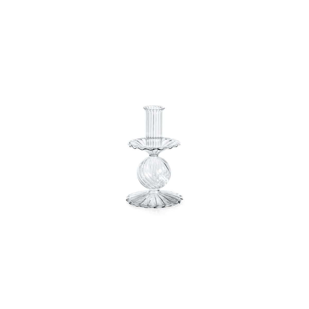 Zodax Sabadell Swirl Glass Taper Candle Holders, 6"- Extra Small, Set of 2