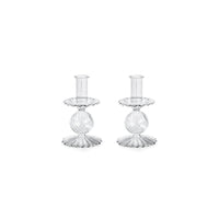 Zodax Sabadell Swirl Glass Taper Candle Holders, 6"- Extra Small, Set of 2