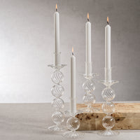 Zodax Sabadell Swirl Glass Taper Candle Holders, 8.25"- Small, Set of 2
