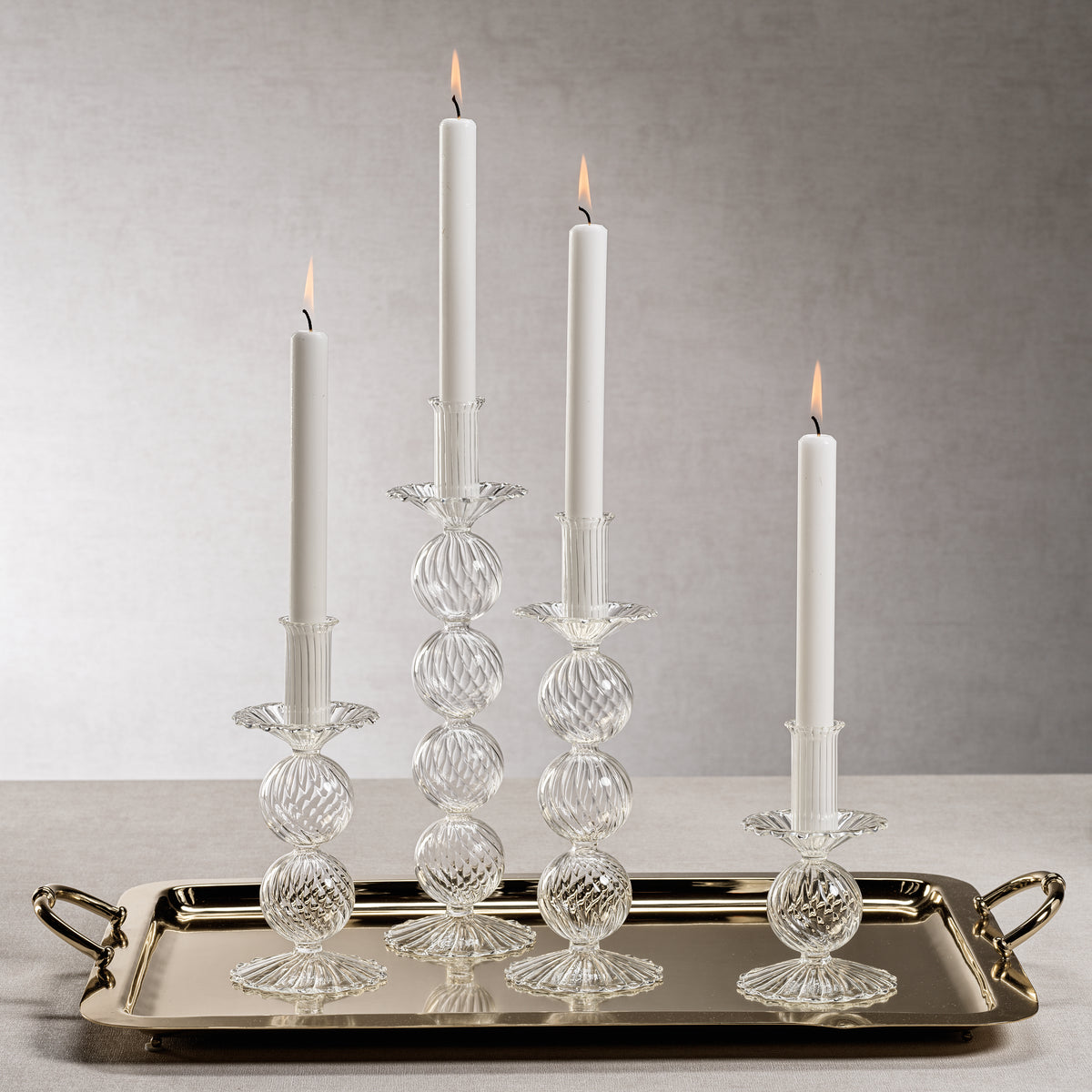 Zodax Sabadell Swirl Glass Taper Candle Holders, 10.5"- Medium, Set of 2