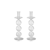 Zodax Sabadell Swirl Glass Taper Candle Holders, 10.5"- Medium, Set of 2