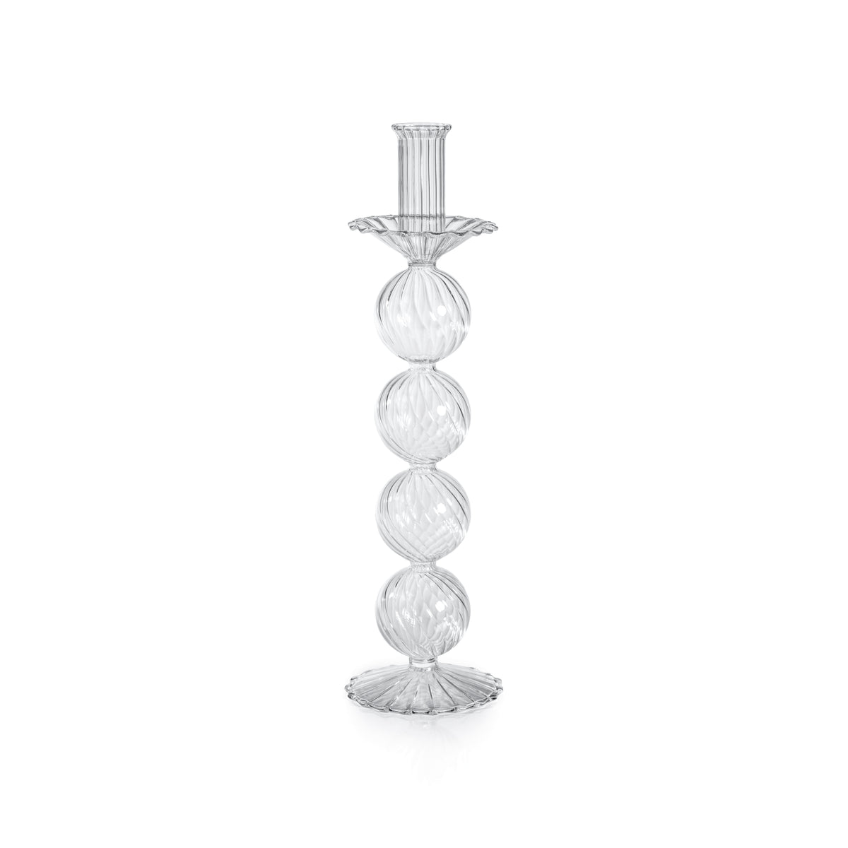 Zodax Sabadell Swirl Glass Taper Candle Holders, 13"- Large, Set of 2
