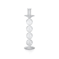 Zodax Sabadell Swirl Glass Taper Candle Holders, 13"- Large, Set of 2