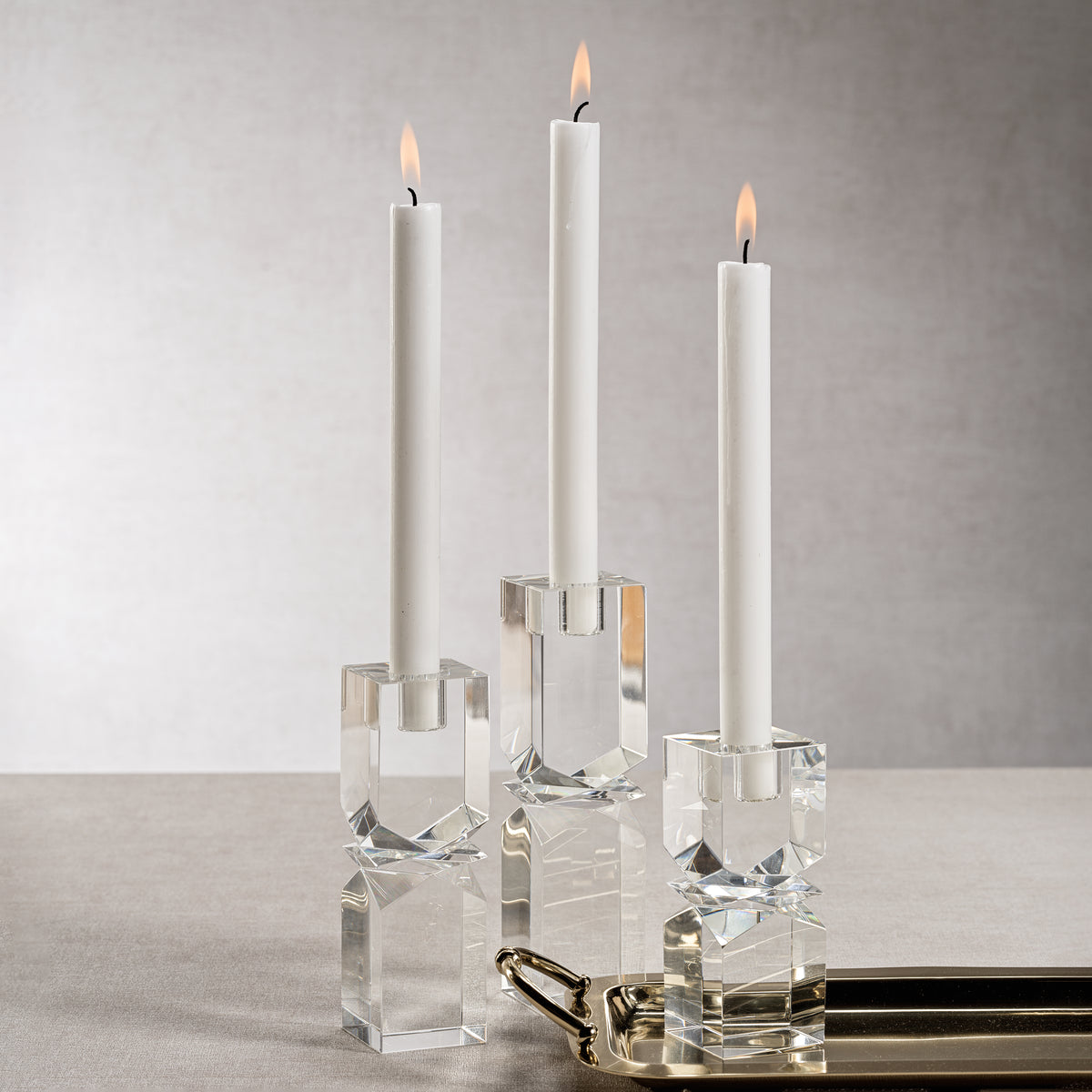 Zodax Verdun Artistry Crystal Glass Candlestick, Large, Plain Clear