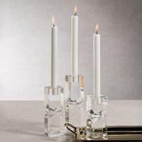 Zodax Verdun Artistry Crystal Glass Candlestick, Large, Plain Clear