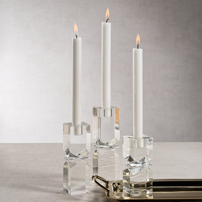 Zodax Verdun Artistry Crystal Glass Candlestick, Large, Plain Clear