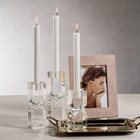Zodax Verdun Artistry Crystal Glass Candlestick, Large, Plain Clear