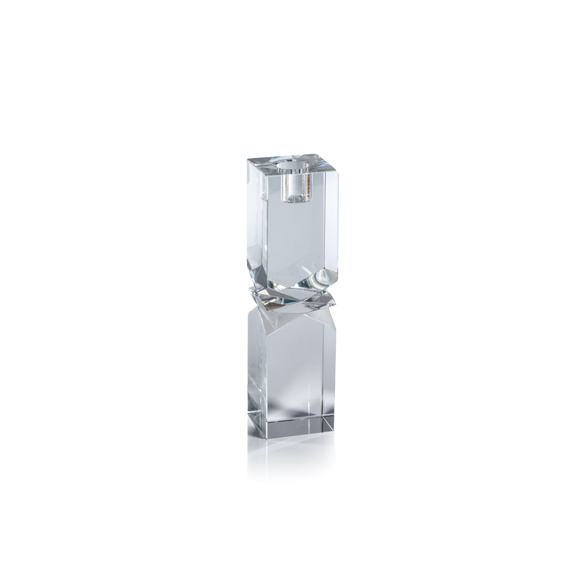 Zodax Verdun Artistry Crystal Glass Candlestick, Large, Plain Clear