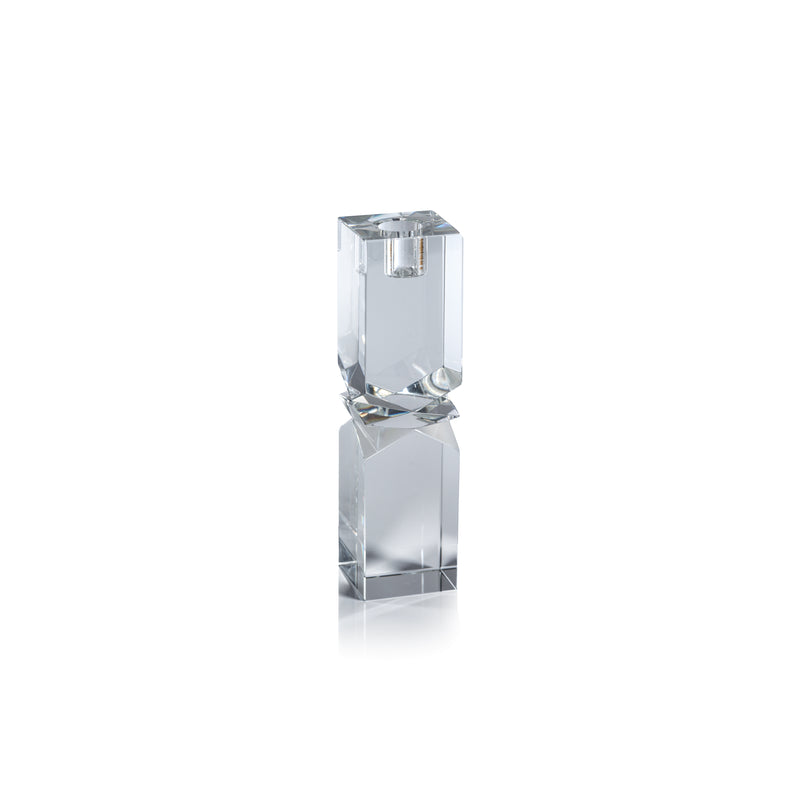 Zodax Verdun Artistry Crystal Glass Candlestick, Large, Plain Clear