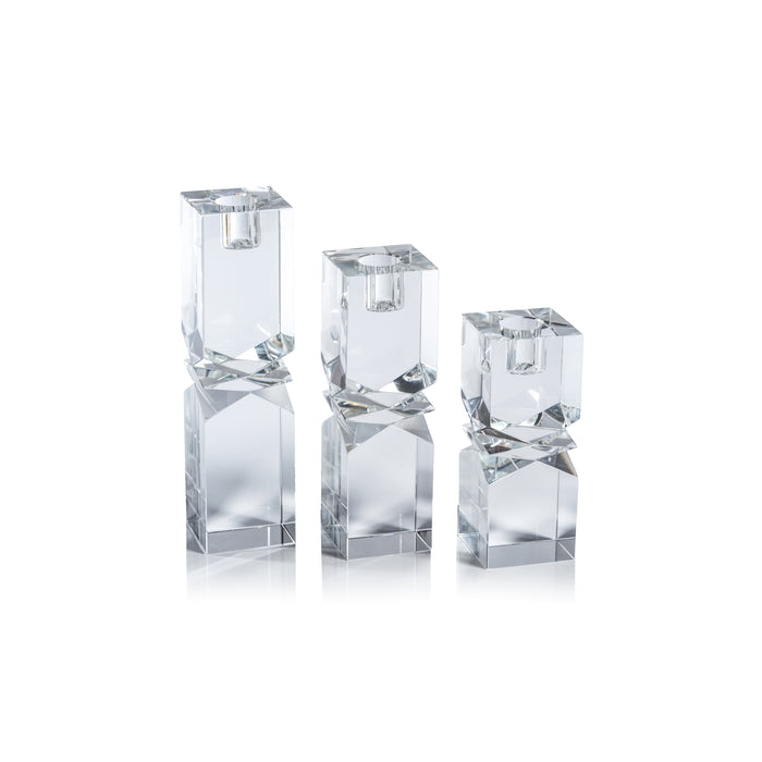 Zodax Verdun Artistry Crystal Glass Candlestick, Large, Plain Clear