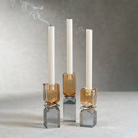 Zodax Verdun Artistry Crystal Glass Candlestick, Medium, 2-Tone