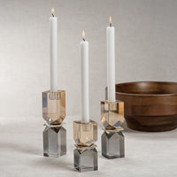 Zodax Verdun Artistry Crystal Glass Candlestick, Large, 2-Tone