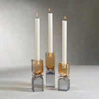 Zodax Verdun Artistry Crystal Glass Candlestick, Large, 2-Tone