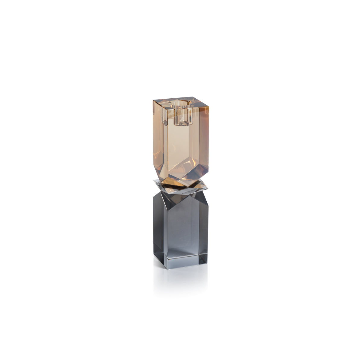 Zodax Verdun Artistry Crystal Glass Candlestick, Large, 2-Tone