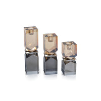 Zodax Verdun Artistry Crystal Glass Candlestick, Large, 2-Tone