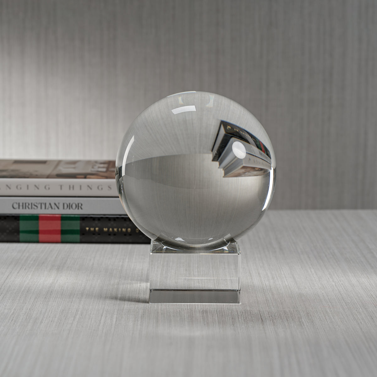 Zodax Sakinah Decorative Crystal Glass Orb on Base, Small, Clear