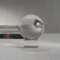 Zodax Sakinah Decorative Crystal Glass Orb on Base, Small, Clear
