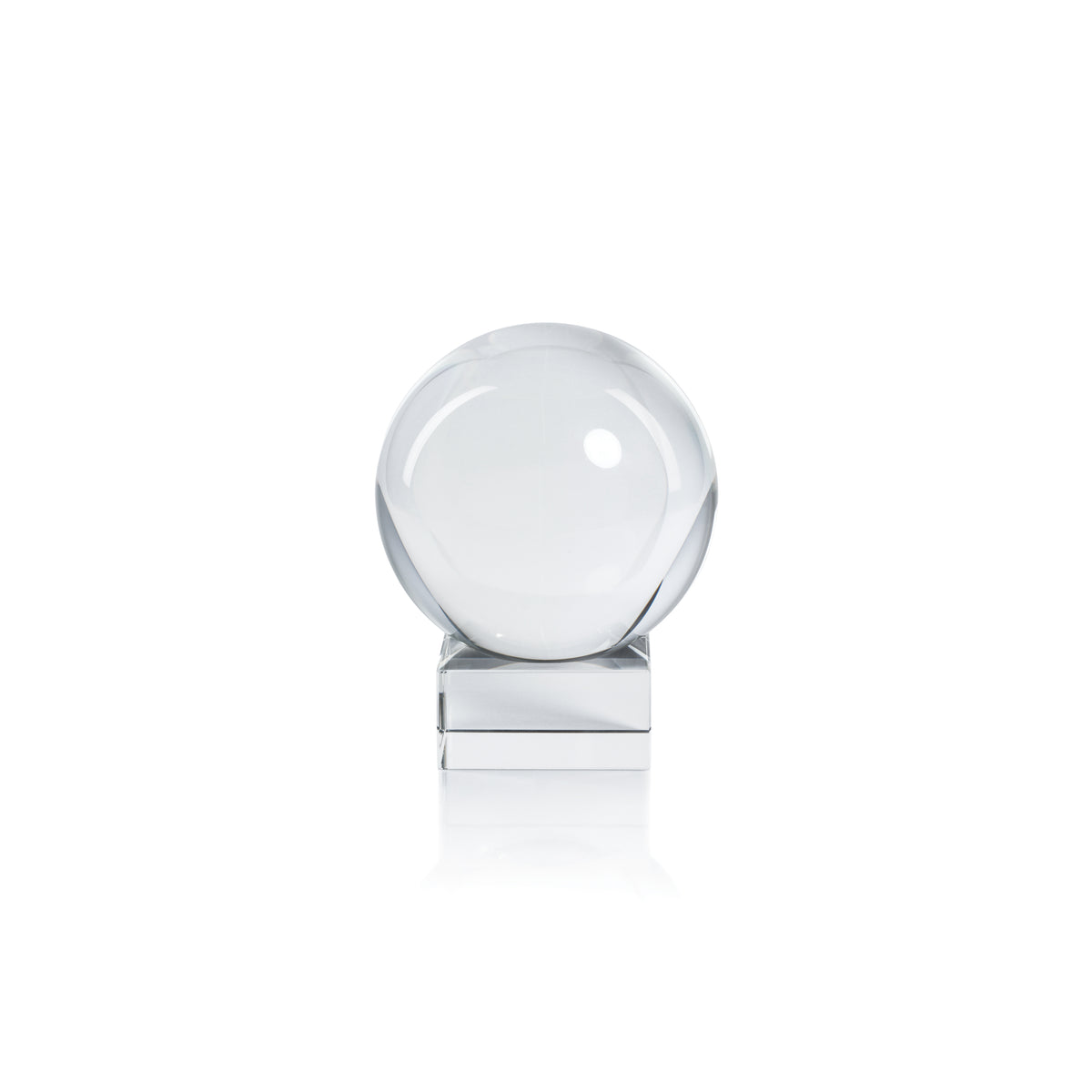 Zodax Sakinah Decorative Crystal Glass Orb on Base, Small, Clear