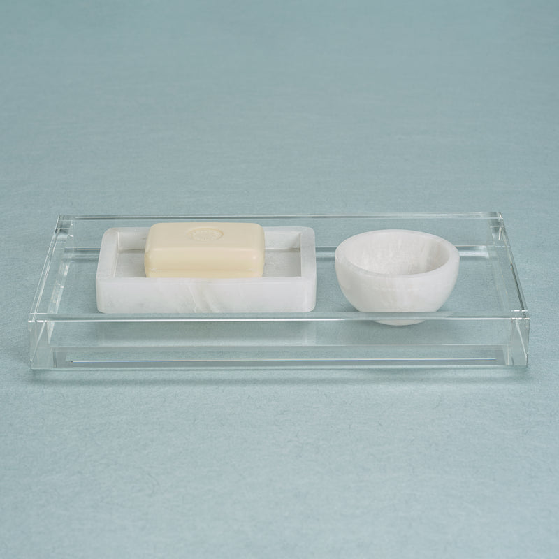 Zodax Carnac Crystal Glass Vanity Tray, Large