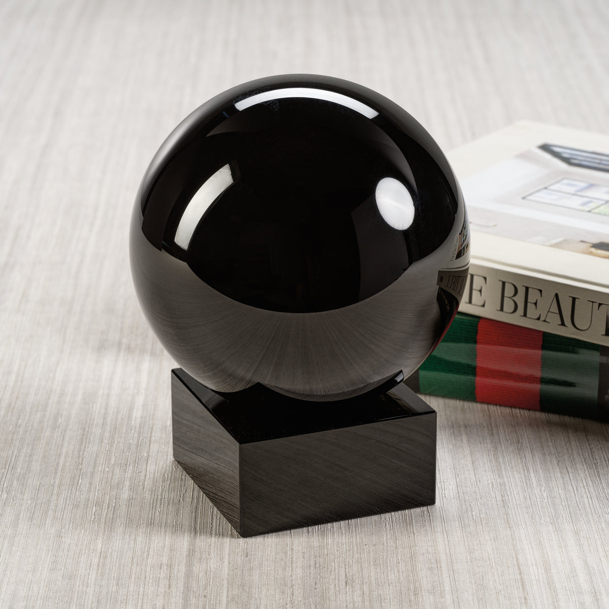 Zodax Sakinah Decorative Crystal Glass Orb on Base, Small, Black