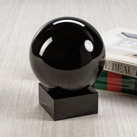 Zodax Sakinah Decorative Crystal Glass Orb on Base, Small, Black