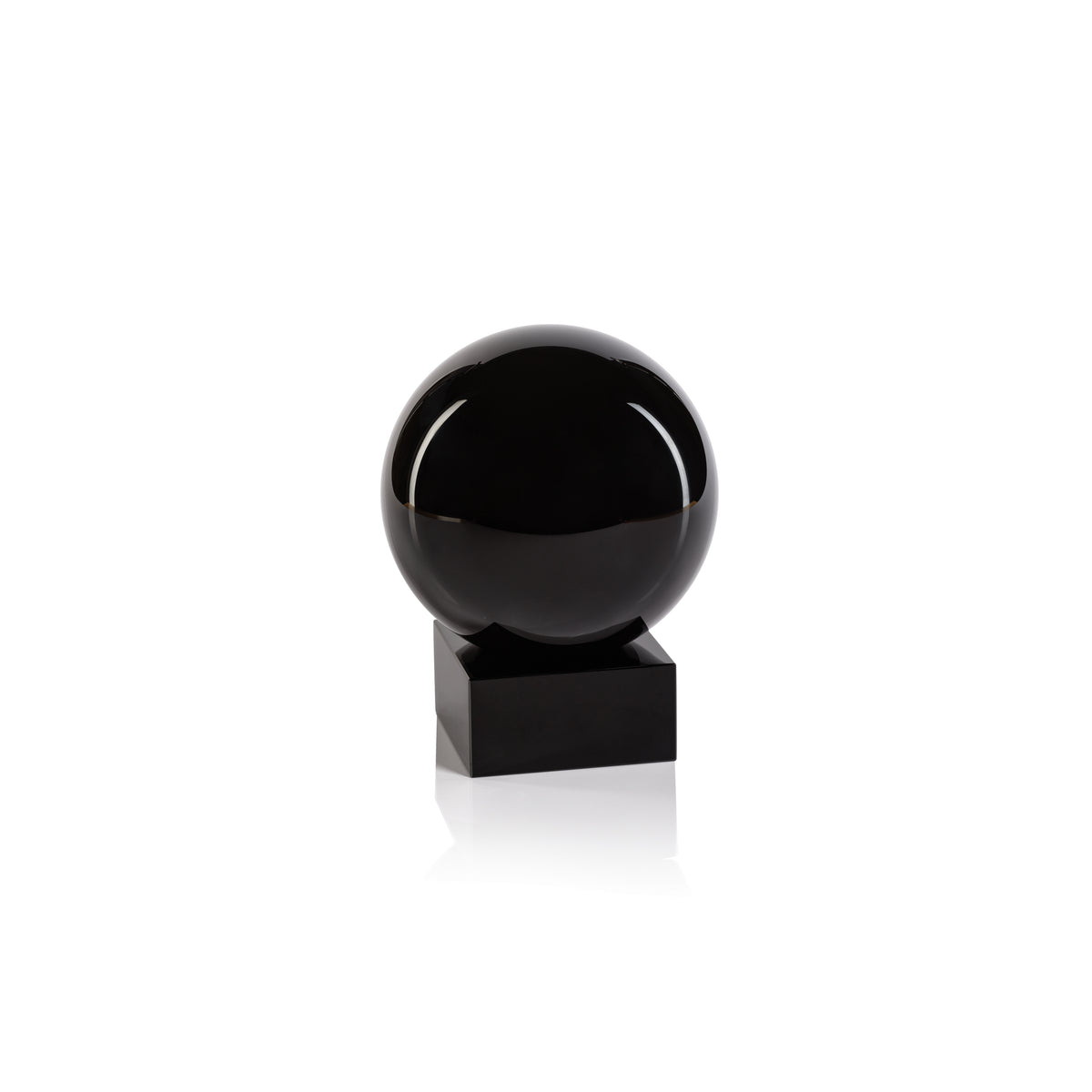 Zodax Sakinah Decorative Crystal Glass Orb on Base, Small, Black